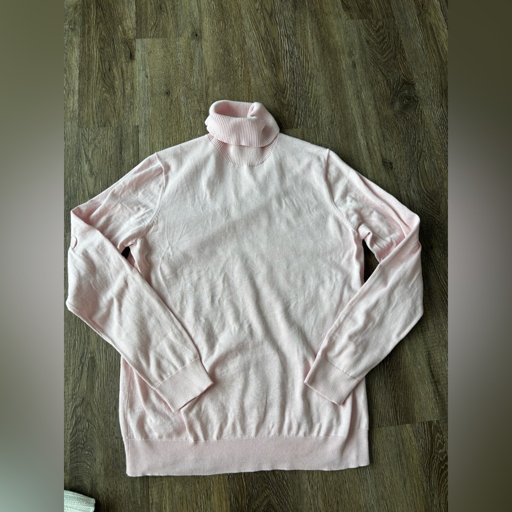 Lands End Size M pink 100% cotton turtleneck sweater natural fibers